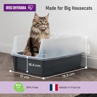 Iris Ohyama XXL Macskatoalett Magas Peremmel Szürke Nagy Macskáknak Levehető Perem Szivárgásmentes - Katzenklo XXL, gray 2