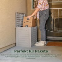 Vonkajší úložný box IRIS USA, 132 litrov – uzamykateľný, UV odolný, z nepremokavej živice, na terasové/záhradné vankúše a náradie, odolný voči poveternostným vplyvom 6