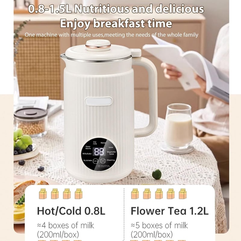 Irishom 1200ml Automata Növényi Tejkészítő Gép Mandula, Zab, Szója Tejhez