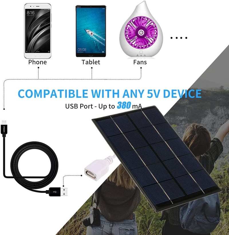 Irishom Hordozható Napelemes Töltő USB Csatlakozással Mobiltelefonokhoz 2W 5V Szolár Panel Kempingezéshez Túrázáshoz Utazáshoz