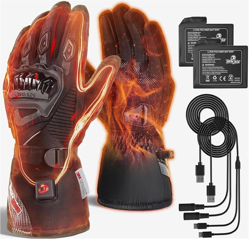 IRON JIA'S Fűthető Motoros Kesztyű 7.6V 3000mAh Akkumulátorral, Vízálló Érintőképernyős Téli Kesztyű Intelligens Hőmérséklet Szabályozással