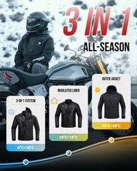 IRON JIA'S Muška moto jakna, veličina XXL, za sva godišnja doba, s CE odobrenim štitnicima za ramena i laktove, uklonjivom podstavom i kapuljačom, vodootporna i otporna na vjetar 4