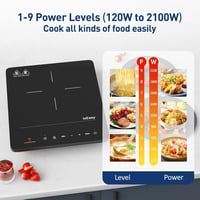 IsEasy Indukciós Főzőlap 2100W - Hordozható Egyzónás Elektromos Tűzhely 28cm, Gyerekzárral, 9 Hőfokozattal és 8 Órás Időzítővel, Fekete 4