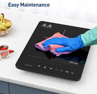 IsEasy Indukciós Főzőlap 2100W - Hordozható Egyzónás Elektromos Tűzhely 28cm, Gyerekzárral, 9 Hőfokozattal és 8 Órás Időzítővel, Fekete 9