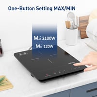 IsEasy Indukciós Főzőlap 2100W - Hordozható Egyzónás Elektromos Tűzhely 28cm, Gyerekzárral, 9 Hőfokozattal és 8 Órás Időzítővel, Fekete 5