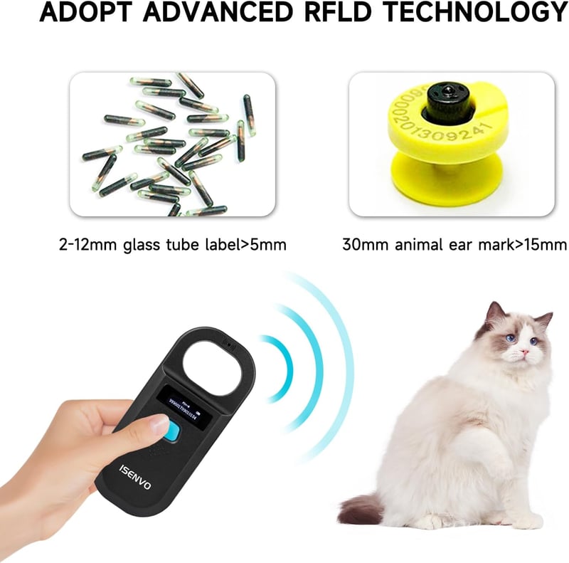 ISENVO Állat Chip Olvasó Töltöthető RFID Mikro Chip Szkenner 134.2 125 kHz