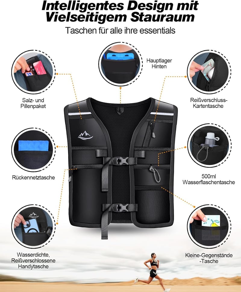 ISEYOU Ultralight futó hátizsák reflektív hidratációs mellény futáshoz kerékpározáshoz