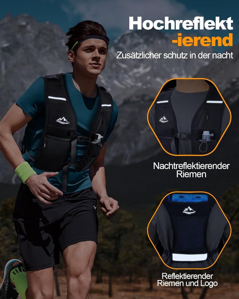 ISEYOU Ultralight futó hátizsák reflektív hidratációs mellény futáshoz kerékpározáshoz