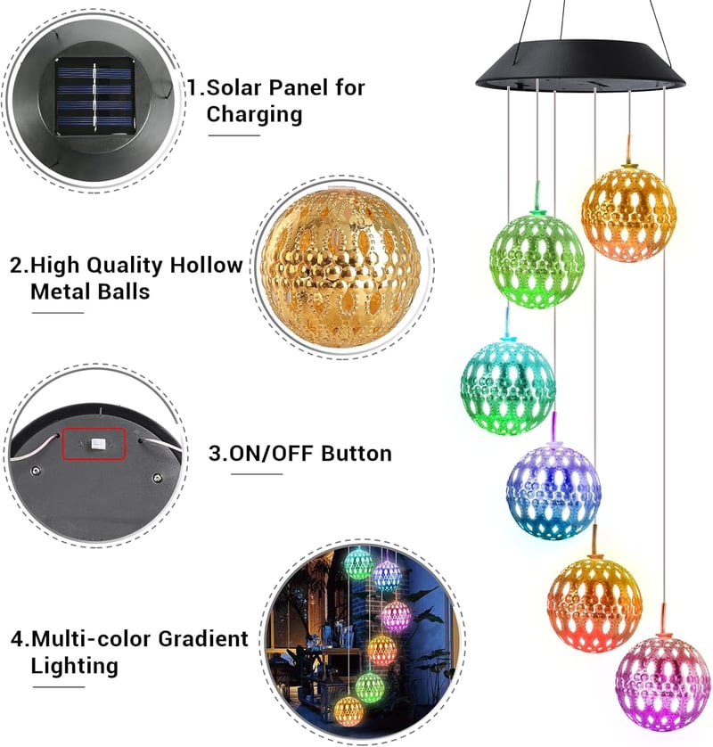 iShabao Marokkói Szolár Szélcsengő 6 LED-es Kültéri Dekoráció - Moroccan