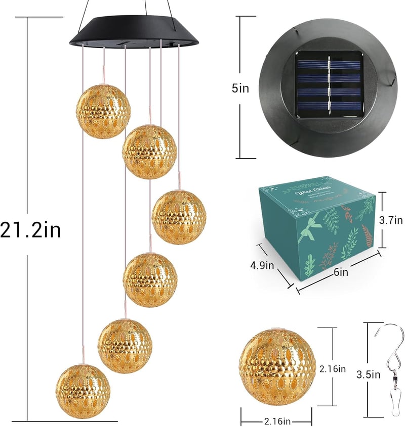 iShabao Marokkói Szolár Szélcsengő 6 LED-es Kültéri Dekoráció - Moroccan