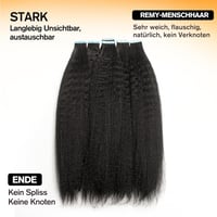 ISHEENY Tape-In Valódi Hajhosszabbítás Göndör 55cm Természetes Fekete 50g 2
