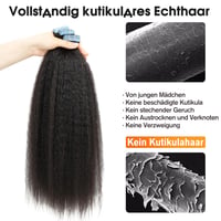 ISHEENY Tape-In Valódi Hajhosszabbítás Göndör 55cm Természetes Fekete 50g 7