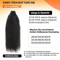 ISHEENY Tape-In Valódi Hajhosszabbítás Göndör 55cm Természetes Fekete 50g 3