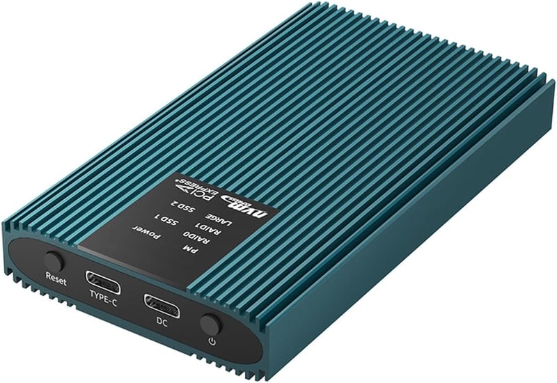 ISHEEP RAID M.2 NVMe Dupla SSD Ház USB 3.2 Gen2 Type-C Adapterrel, PM/RAID0/RAID1/LARGE Módokkal K2022R