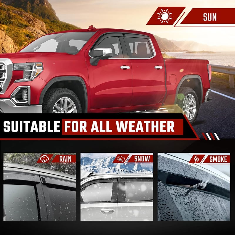 ISINLASSO Chevrolet Silverado/GMC Sierra 1500 Crew Cab 2019-2024 Ablakterelő Szélvédő 4 db Fekete