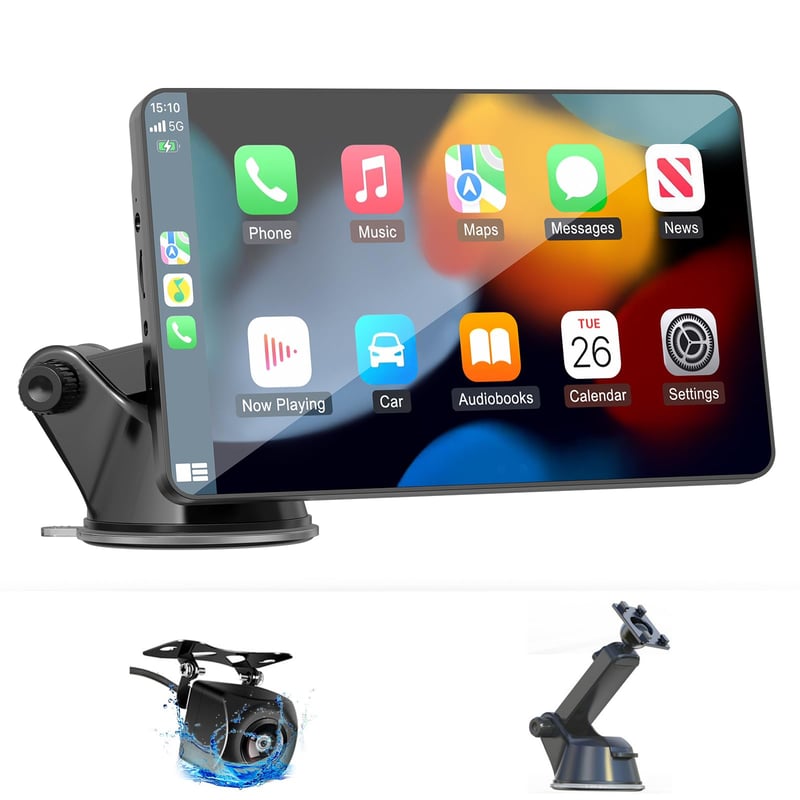 islxuox 7-palcový Android displej do auta a CarPlay, bezdrôtový CarPlay, 1080P HD cúvacia kamera, IPS dotyková obrazovka, Bluetooth, AUX, FM, GPS navigácia