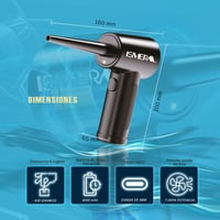 Suflantă cu aer comprimat premium ISMERAL Superpack, 100.000 RPM, baterie de 6000 mAh, cu 9 accesorii și geantă de transport, pistol pentru curățarea PC-ului 7