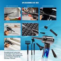 Suflantă cu aer comprimat premium ISMERAL Superpack, 100.000 RPM, baterie de 6000 mAh, cu 9 accesorii și geantă de transport, pistol pentru curățarea PC-ului 5