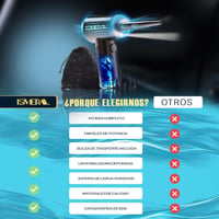 Suflantă cu aer comprimat premium ISMERAL Superpack, 100.000 RPM, baterie de 6000 mAh, cu 9 accesorii și geantă de transport, pistol pentru curățarea PC-ului 6