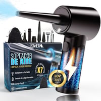 Suflantă cu aer comprimat premium ISMERAL Superpack, 100.000 RPM, baterie de 6000 mAh, cu 9 accesorii și geantă de transport, pistol pentru curățarea PC-ului 1