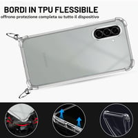 Priehľadný silikónový TPU kryt ISOI pre Samsung Galaxy A56 5G so zelenou šnúrkou na krk, nárazuvzdorný, odolný voči poškriabaniu, tenký zadný kryt s popruhom 5