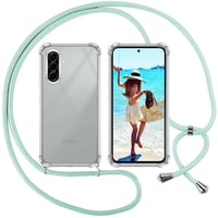 Priehľadný silikónový TPU kryt ISOI pre Samsung Galaxy A56 5G so zelenou šnúrkou na krk, nárazuvzdorný, odolný voči poškriabaniu, tenký zadný kryt s popruhom 1