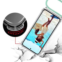 Priehľadný silikónový TPU kryt ISOI pre Samsung Galaxy A56 5G so zelenou šnúrkou na krk, nárazuvzdorný, odolný voči poškriabaniu, tenký zadný kryt s popruhom 4
