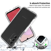 Puzdro ISOI pre Samsung Galaxy A14 4G/5G, 360-stupňová ochrana, priehľadné, ultra tenký TPU silikón a PC zadný kryt, dvojitá ochrana, priehľadné 3