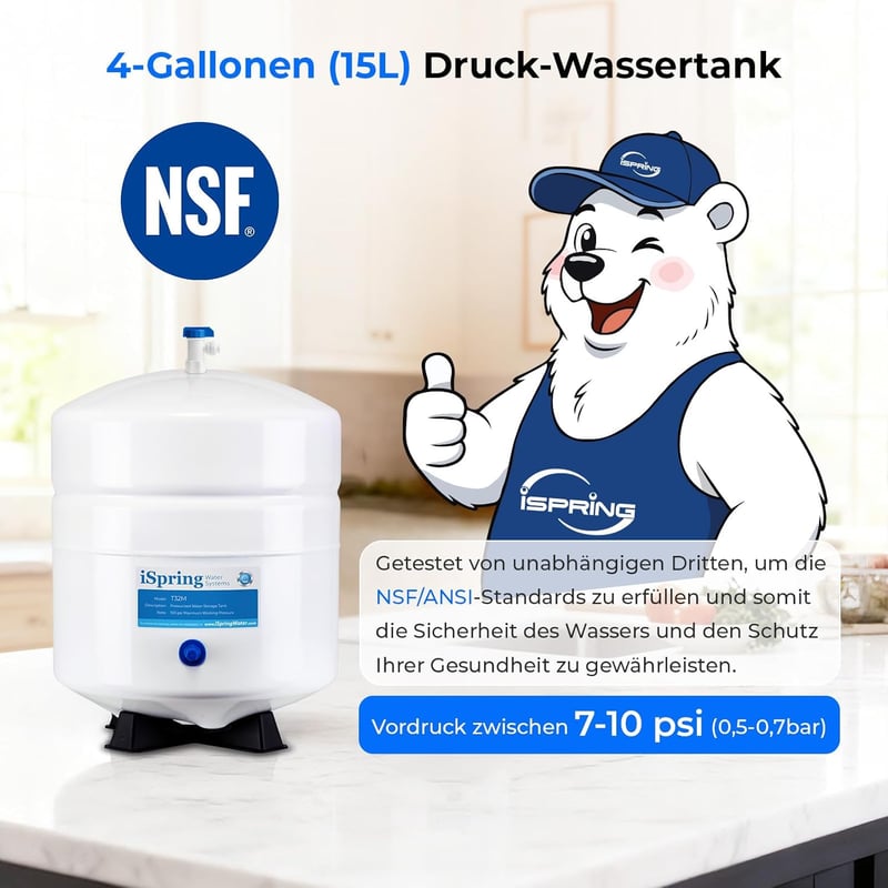 iSpring T32M PAE RO tartály fehér 3,2 gallon víztisztító rendszerhez