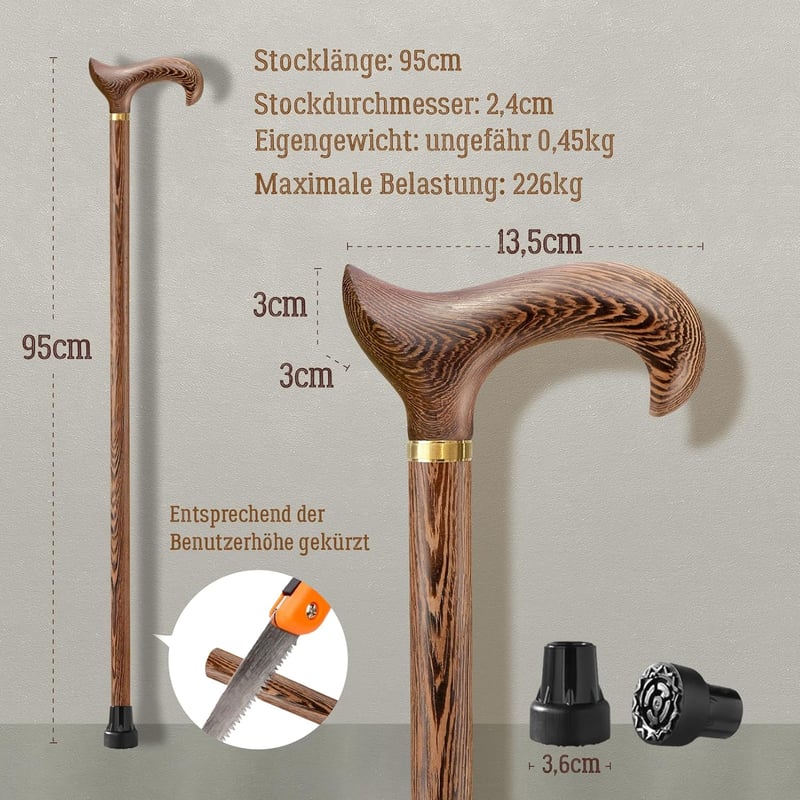 ispuoocti Ergonomikus Fa Sétabot Férfiaknak és Nőknek, 226 kg Terhelhetőség, Időseknek