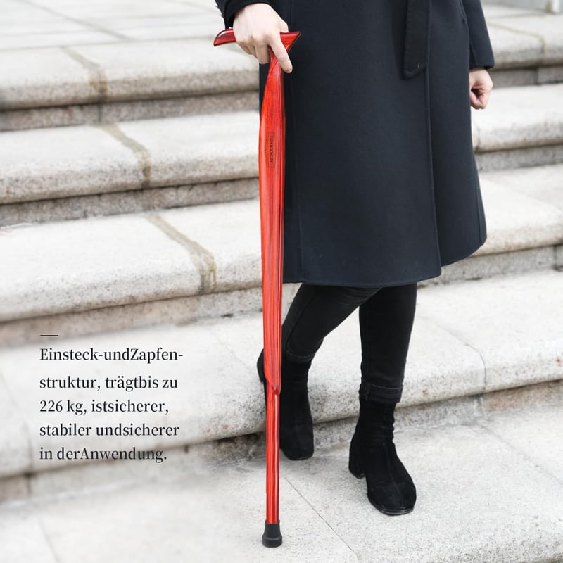 ispuoocti Fa Sétabot Férfiaknak és Nőknek - Természetes Szantálfa, 3 Gumi Talppal, Strapabíró, Utazótáskával - Ergonomikus Sétabot Időseknek