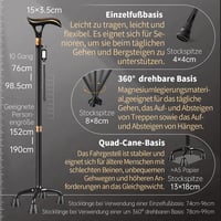 ispuoocti multifunkciós sétabot riasztással és LED fénnyel időseknek - fekete 6