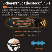 ispuoocti multifunkciós sétabot riasztással és LED fénnyel időseknek - fekete 4