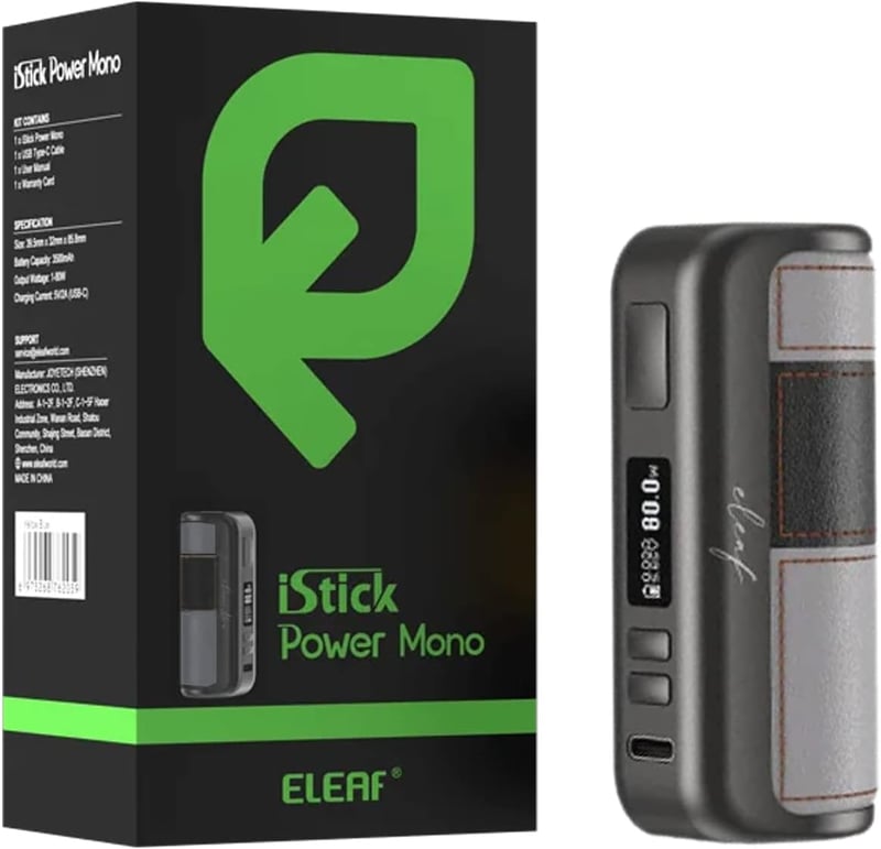 iStick Power Mono E Akkumulátor Kit 80W - Kompakt Box Mod 3500mAh - 3 Üzemmód - USB-C Töltés - Fekete-Szürke