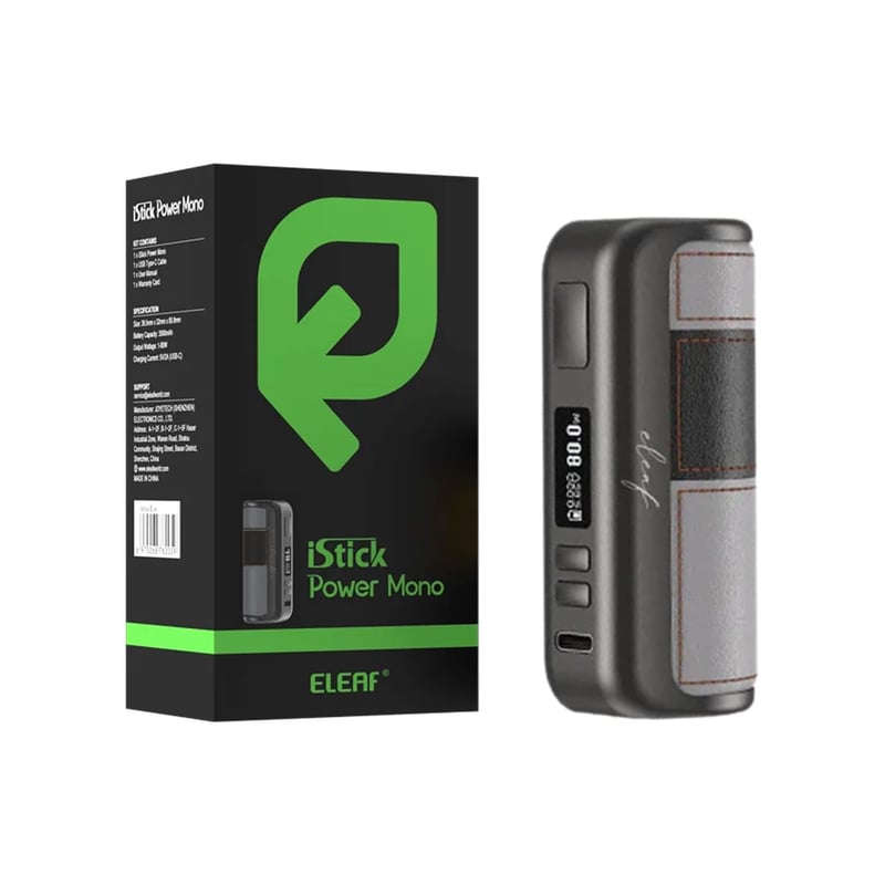 iStick Power Mono E Akumulátorový Kit 80W - Kompaktný Box Mod 3500mAh - 3 Režimy - USB-C Nabíjanie - Čierno-Sivý