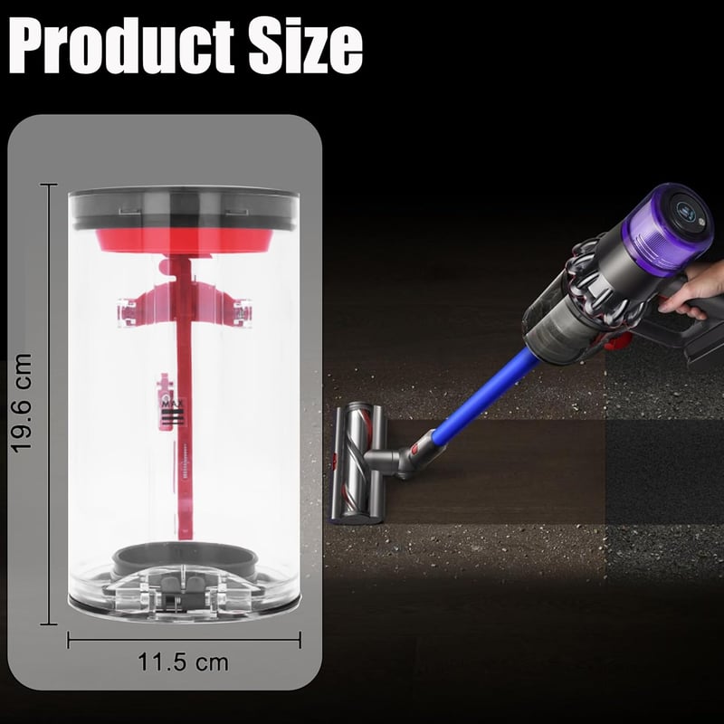 Italdos Portartály Dyson V11 V15 Porszívóhoz - Nagyméretű Porgyűjtő Tartály Kompatibilis 970050-01, 965443-01 Modellekkel