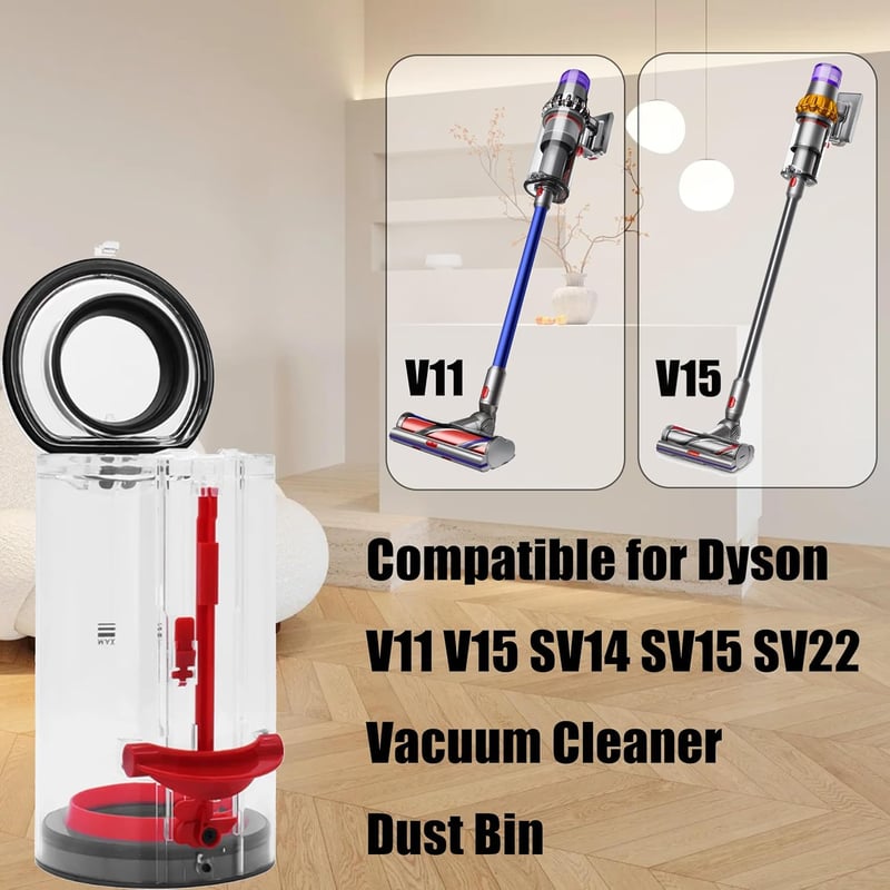 Italdos Portartály Dyson V11 V15 Porszívóhoz - Nagyméretű Porgyűjtő Tartály Kompatibilis 970050-01, 965443-01 Modellekkel
