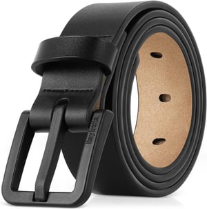 Kožený opasok ITAY Belts z celozrnnej kože s TSA prackou, bez obsahu niklu – čierny