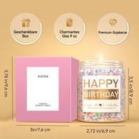 Cadou de Zi de Naștere pentru Femei iTbxzzy - Lumânare Parfumată cu Lavandă Happy Birthday 9 oz cu Decorațiune în Dungi Colorate 4