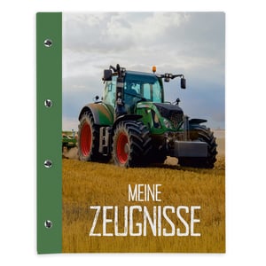 Mapa za svjedodžbe s vijcima, proširiva, A4, za djecu i učenike, motiv traktor na polju