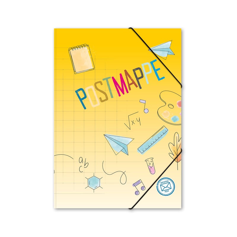 Mapă de carton cu elastic Itenga, format DIN A4, model Doodles pentru școală - Mapă cu colțuri elastice
