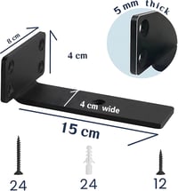 ITHKFU Nehéz terhelésű polctartó konzol 6 db fekete 15 cm L-alakú fali tartó 2