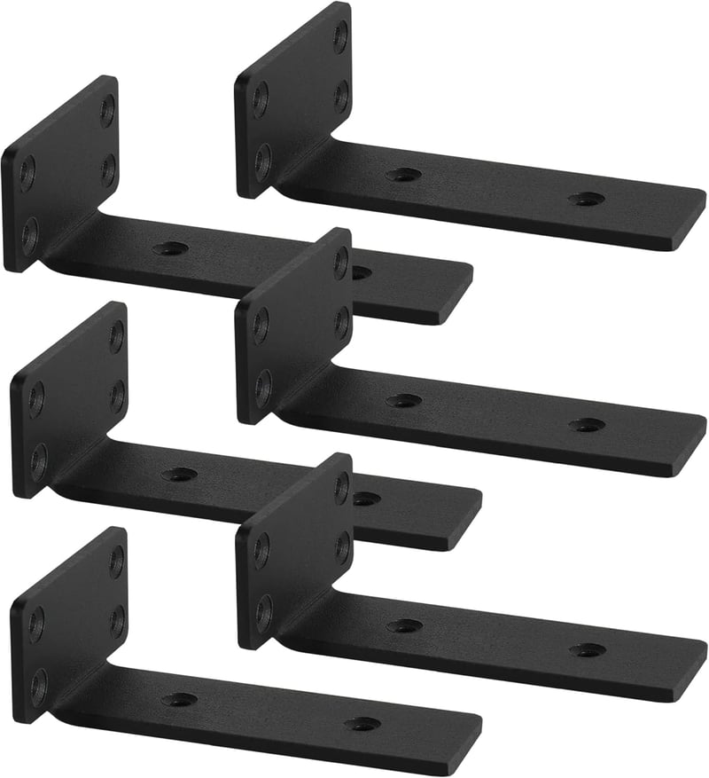 ITHKFU Nehéz terhelésű polctartó konzol 6 db fekete 15 cm L-alakú fali tartó