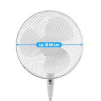 Stojanový ventilátor ito electronics, 40 cm, biely, oscilačný, 3 rýchlosti, nastaviteľná výška a uhol sklonu 6
