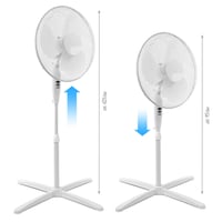 Stojanový ventilátor ito electronics, 40 cm, biely, oscilačný, 3 rýchlosti, nastaviteľná výška a uhol sklonu 5