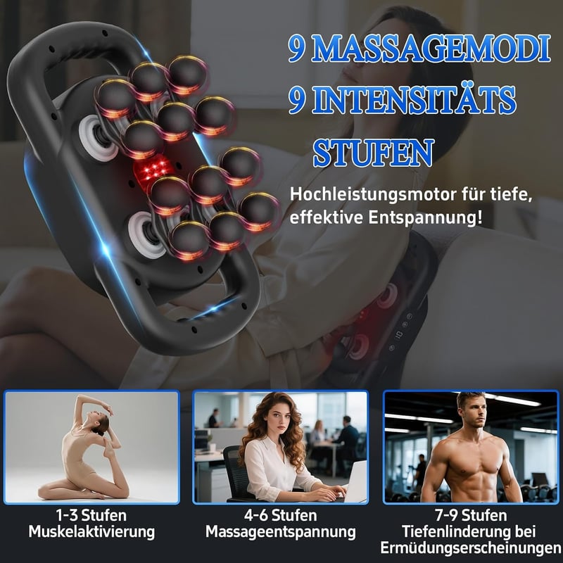 iToncs 12 fejű masszázsfegyver 9 masszázsmóddal és 9 sebességfokozattal mély izomlazítás láb, kar, hát egész testhez
