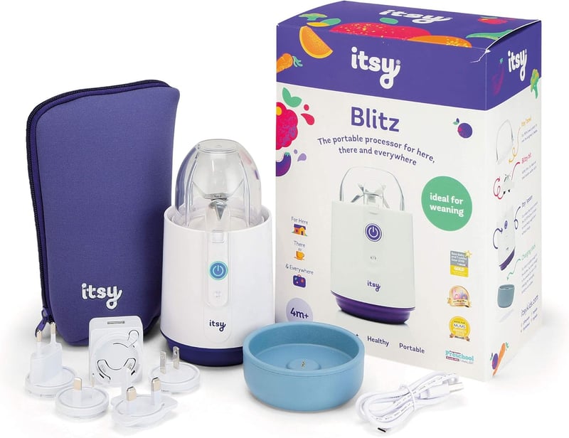 Itsy Hordozható Bébiételmixer Tál és Kanál Készlettel Fehér