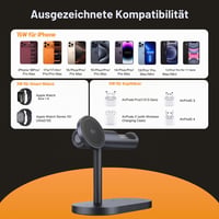 iVANKY 4 v 1 bezdrôtová nabíjacia stanica s certifikáciou Qi2 pre iPhone 17 Air, s nočným svetlom MagSafe, 25 W, pre iPhone 17/16/15/14/13 Plus/Pro/Max, iWatch, AirPods Pro 2/3 8