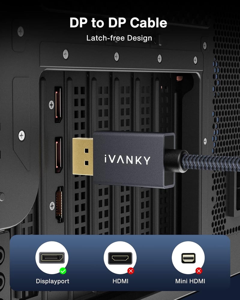 Ivanky 4K DisplayPort kábel 2m 144Hz, VESA certified, FreeSync/G-Sync