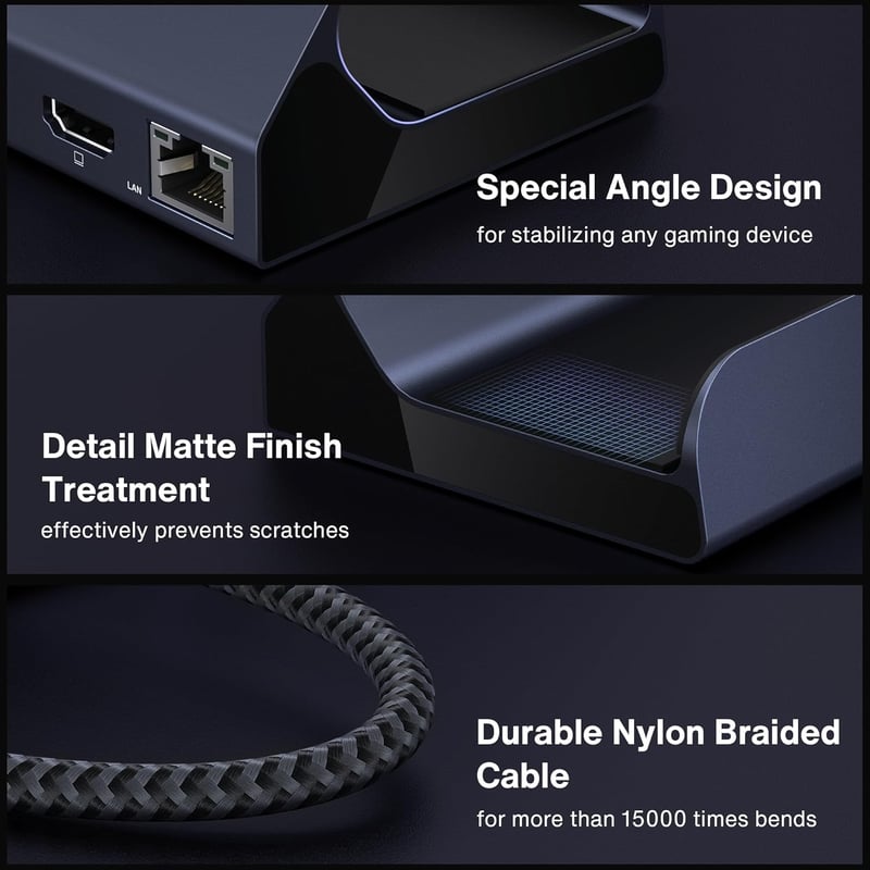 IVANKY 8az1-ben dokkoló Steam Deck/ROG Ally-hez, HDMI 2.1 4K 144Hz, Gigabit Ethernet - 4K@144Hz - Without Adapter, Without power supply